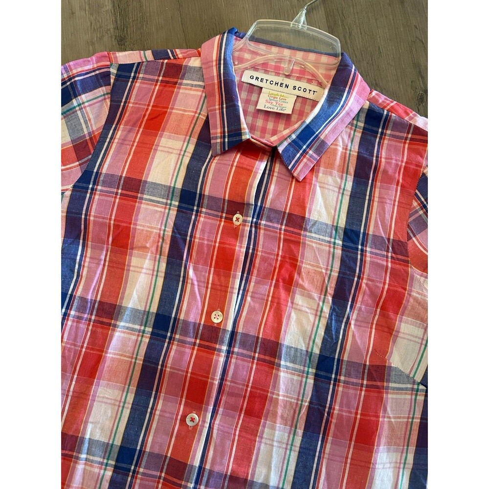 Gretchen Scott Plaid Button Down Shirt Cotton Women’s Size M